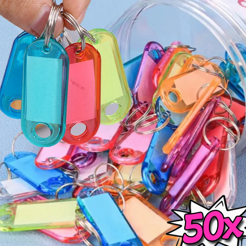 Colorful Plastic Key Tags Keychain Hotel Number Classification Cards Tags Label Name Baggage ID Name Tags with Split Key Rings