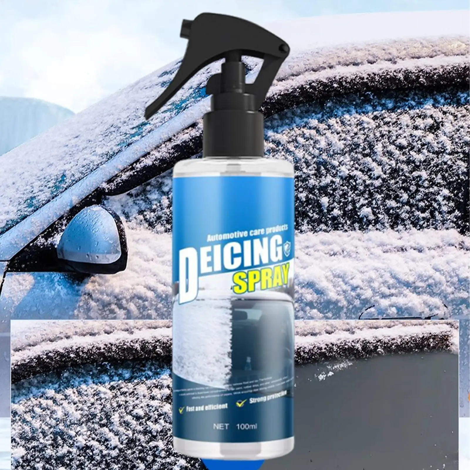 100ml Windshield Deicer Spray Fast Acting Ice Remover for Car Truck SUV and Vehicle Anti Freeze Winter Defroster Frost Cleaner