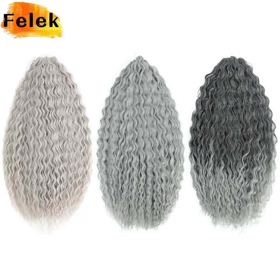 

Grey Purple African Curls Braiding Hair Extensions 22 30 Inch Loose Water Wave Twist 3Pcs/Lot Synthetic Crochet Braids Extension