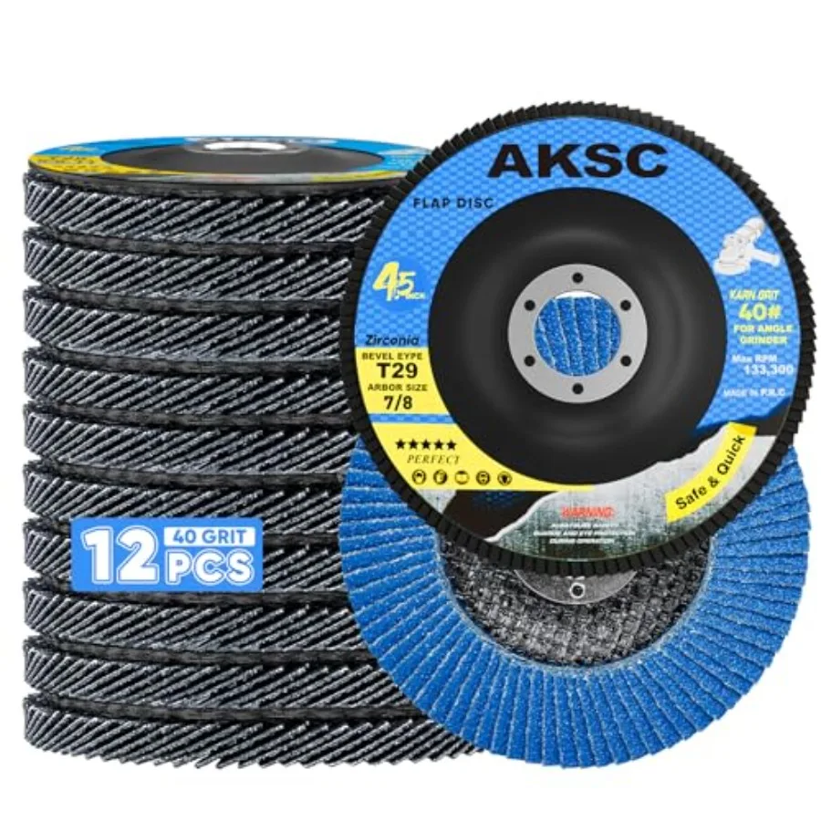 Flap Discs 4 1/2 for Angle Grinder, 40 Grit T29 Durable Flap Sanding Disc, 4 1/2 x 7/8-Inch Grinding Wheel for Stainless Steel,