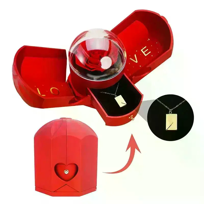 

Шкатулка для драгоценностей с цветком-сюрпризом — загадочная распаковка с сушеными цветами розового золота и скрытым ящиком для любви — роскошный подарок на день рождения для H