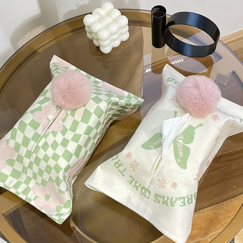 

Simple Tissue Cover Small And Fresh Tissue Box Household Tissue Storage Box Car Tissue Bag Light Luxury Fabric Paper Drawer