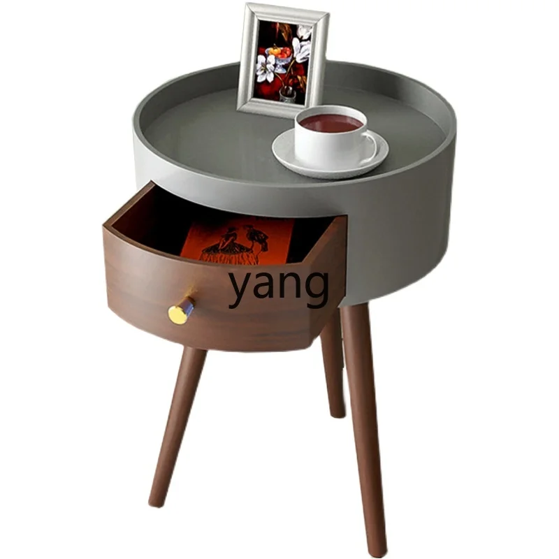 

ZL casual simple living room corner few solid wood creative round coffee table bedside table