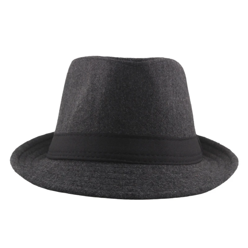 2022 Winter Short Brim Felt Hat Fedoras Top Round Caps Jazz Cap Bowler Hats Women Men Autumn Hemming Vintage Top Gentleman Cap