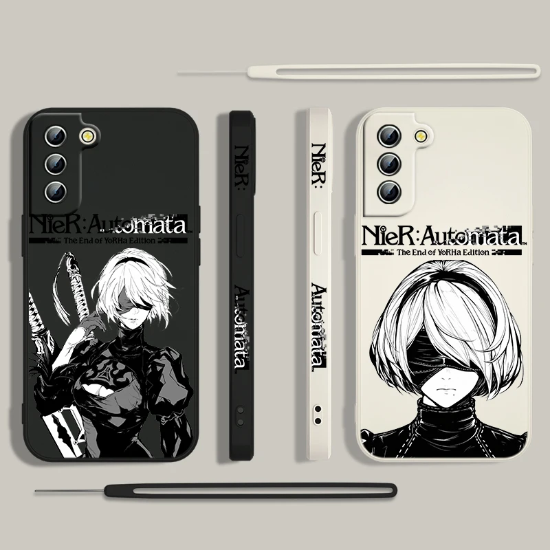 NieR Automata Anime Phone Case For Samsung Galaxy S24 S23 S22 S21 S20 Pro FE Plus Ultra Liquid Left Rope Cover