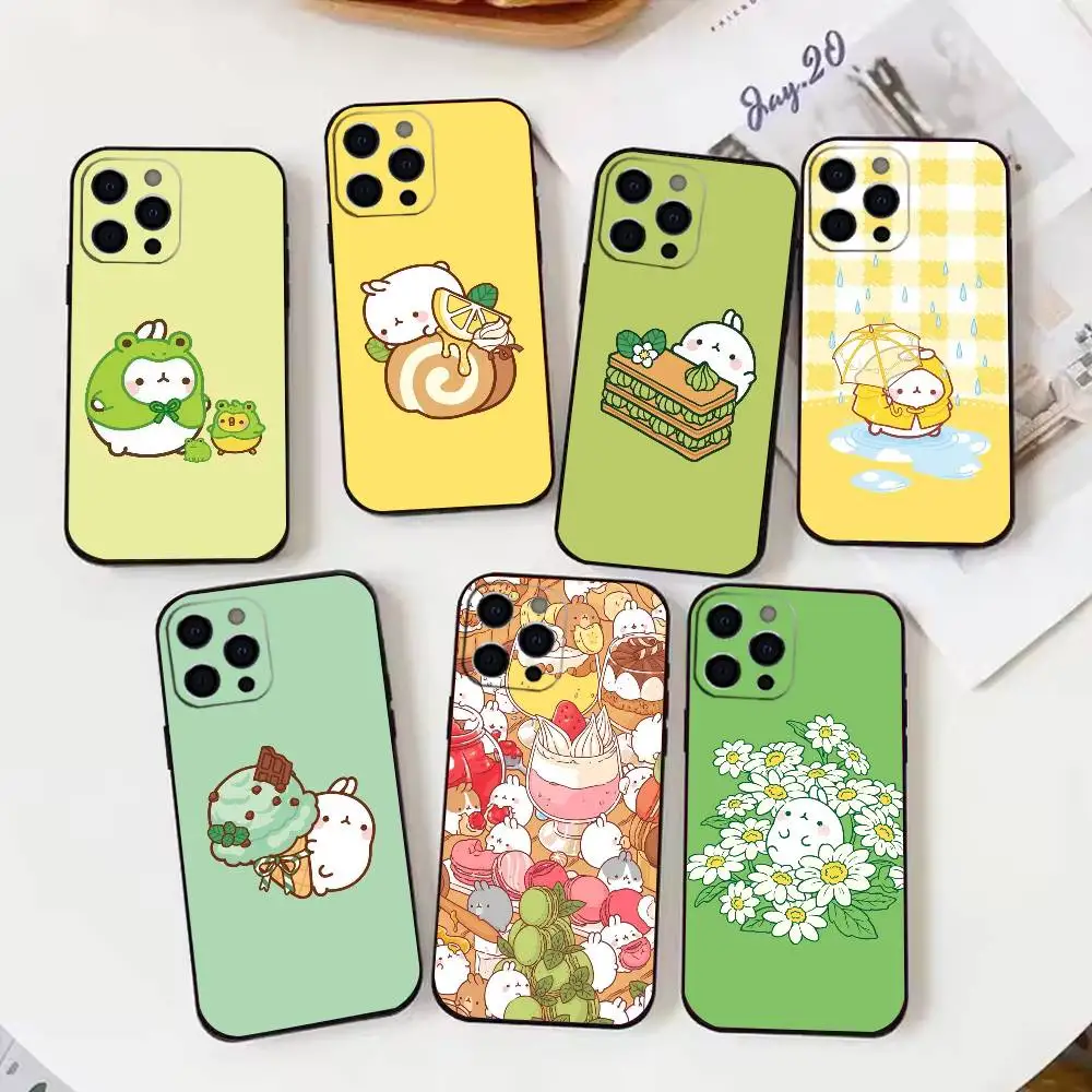 

Cute Cartoon Molang Phone Case For iPhone 17, 16,15,14,13,12,11 X XR Plus,Others Soft Black Cover