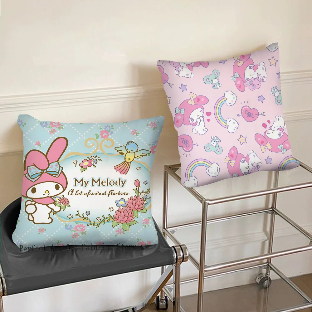 Cartoon My Melody Pillow Case Fashion Square Pillowcase Bedroom Sofa Room Ins Decoration Leisure Cushion Cover 40x40