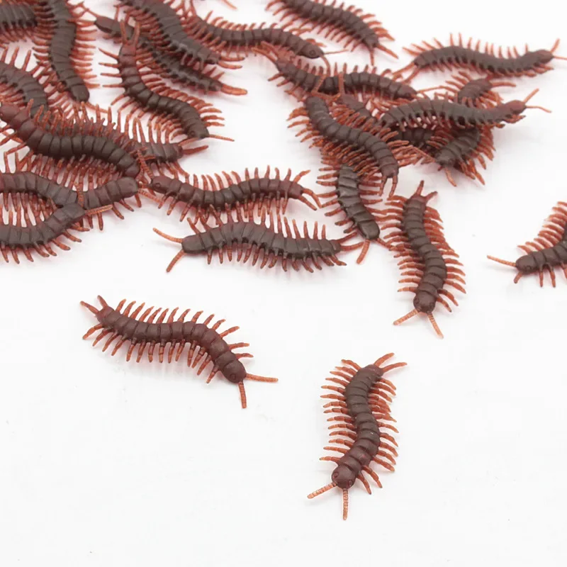 10 Pcs Novelty Funny Compulsion Fake Centipede Simulation Centipede Insect Prank Toys Halloween Party Scary Compulsion Toys