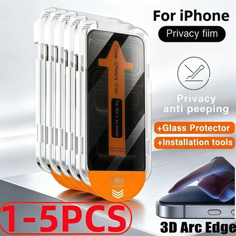 1-5 sztuk folii ochronnej z funkcją ochrony przed podglądaniem, łatwa w montażu, odpowiednia dla iPhone 17 16 15 14 13 12 11ProMax XR 12 13Mini 14 15 16Plus