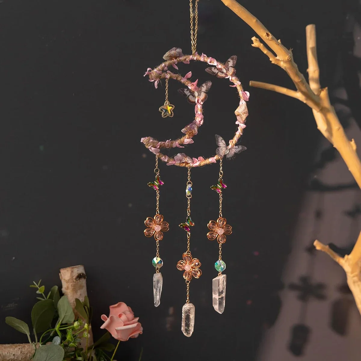 Immagine 7: Acchiappasole in Cristallo, Campanella a Vento, Acchiappasogni Luna per Ragazzi e Adolescenti, Decorazioni Boho per Camera da Letto e Casa, Regali di Compleanno e Natale