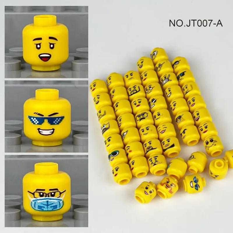 56 teile/los DIY Figuren Kopf Bausteine Zubehör Lachen Cry Nette Wütend Gesichts Ausdruck Mini Ziegel Spielzeug Modell Kinder Geschenke