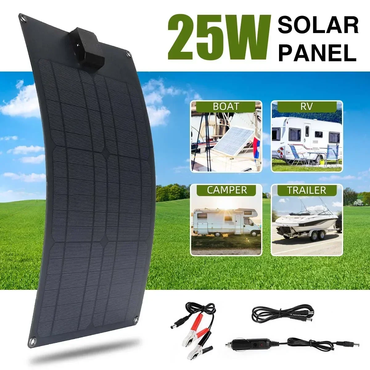 YINGFA Portable Solar Charger Panel,25W 18V Climbing Fast Charger Polysilicon,Travel DIY Solar Charger Generator,Solar Solution