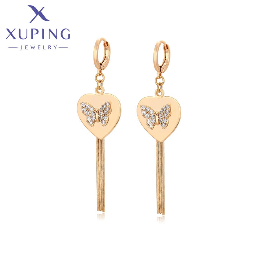 Xuping Jewelry Fashion Heart Butterfly Gold Color Huggies Earrings for Women Party Gift X001031703