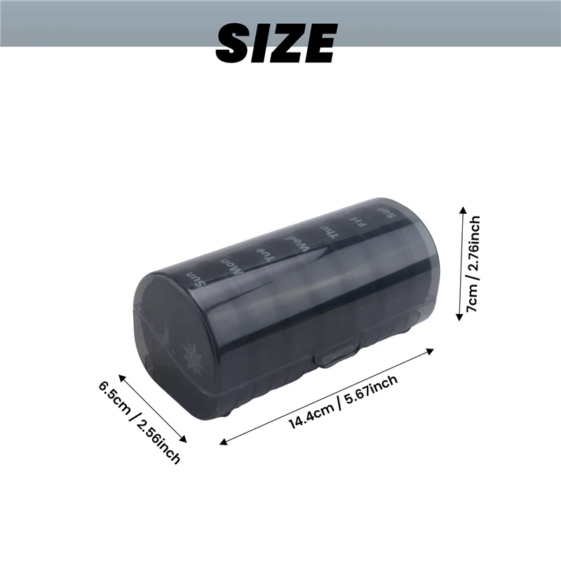 AD23-منظم حبوب الدواء اليومي (يوم مرتين) - صندوق حبوب أسبوعي AM/PM، منظم دواء دائري، حاوية حبوب منع الحمل لمدة 7 أيام