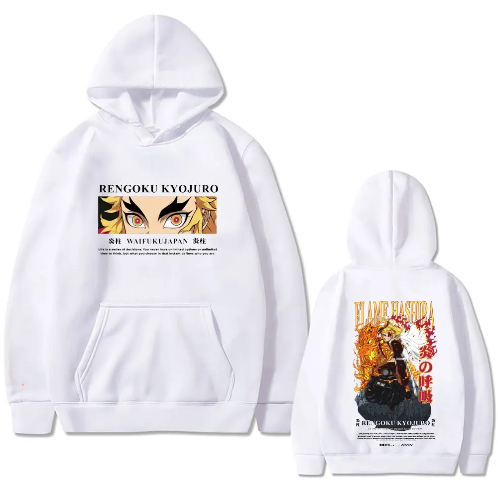 Anime Demon Slayer Hoodie Rengoku Kyoujurou Eyes Graphic Pullover Men's Women's Fashion Casual Hoodies Unisex Vintage Streetwear