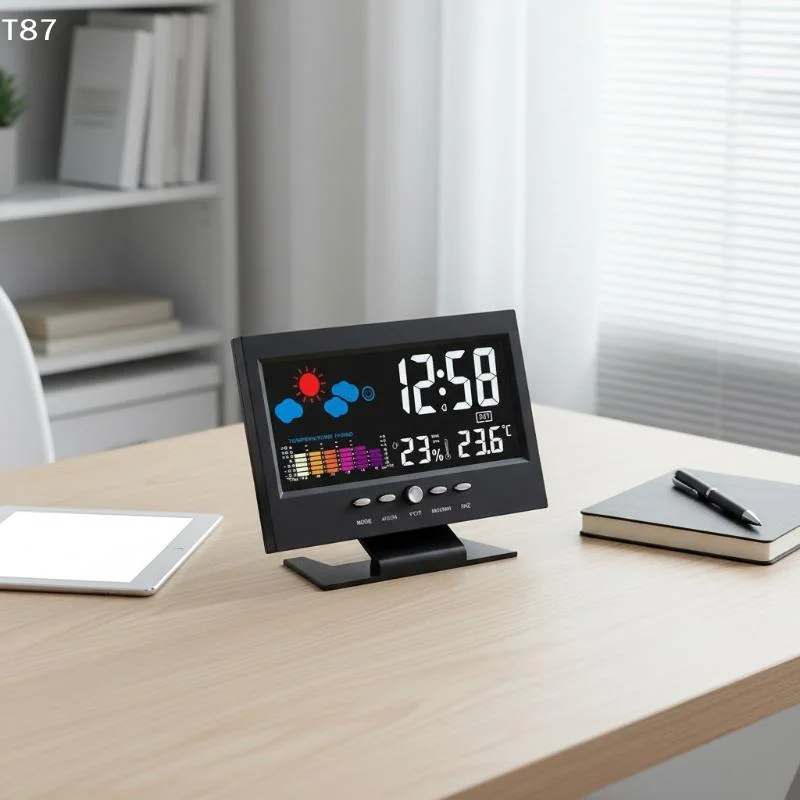 For Home Office Gym Digital Weather Station Clock With LCD Display Portable Temperature Humidity MeterT Ing Q Store
