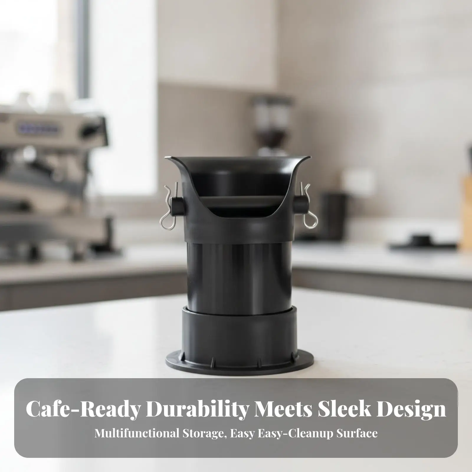 Espresso Puck Bin with Funnel Lid and Stable Base for Home Bar Coffee Waste Storage