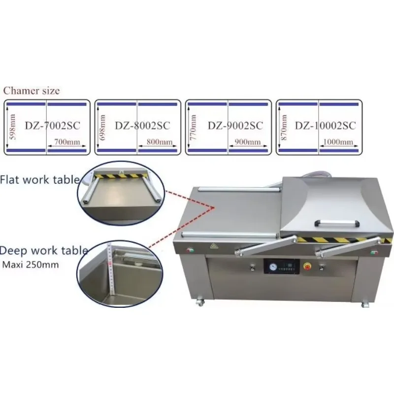 Automatic Double Chamber Food Vaccum Sealer Machine for Meat Pork Chicken Fish Food Industrial Vacuum Packing Machine Customized