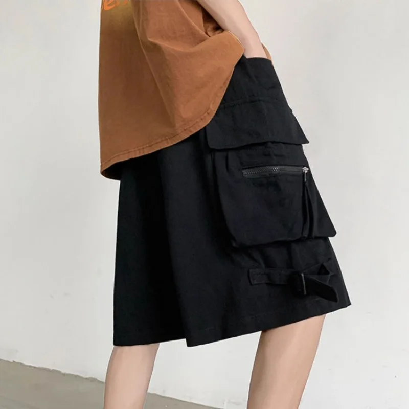 Lockere Herren-Bermuda-Cargoshorts mit Kordelzug, kurze Hosen für Herren, elastische Taille, rote Kleidung, lässig, Distressed, schön, Y2k