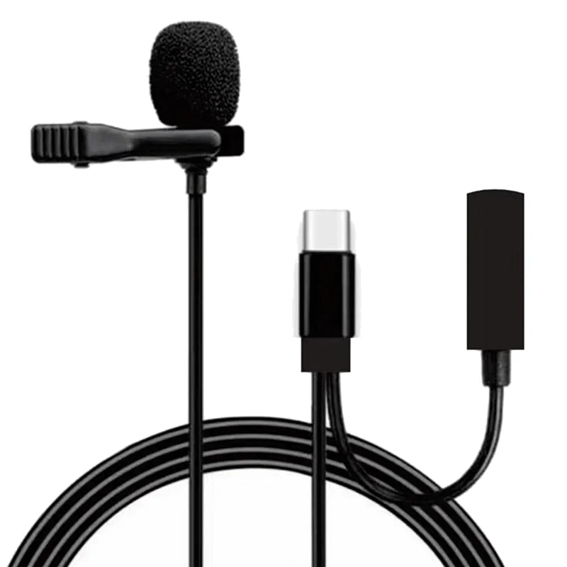 ميكروفون Lavalier للهاتف الخلوي، بطاقة صوت فيديو حية، كاميرا تسجيل مقابلة، ميكروفون للحد من الضوضاء، صناعة متقنة E