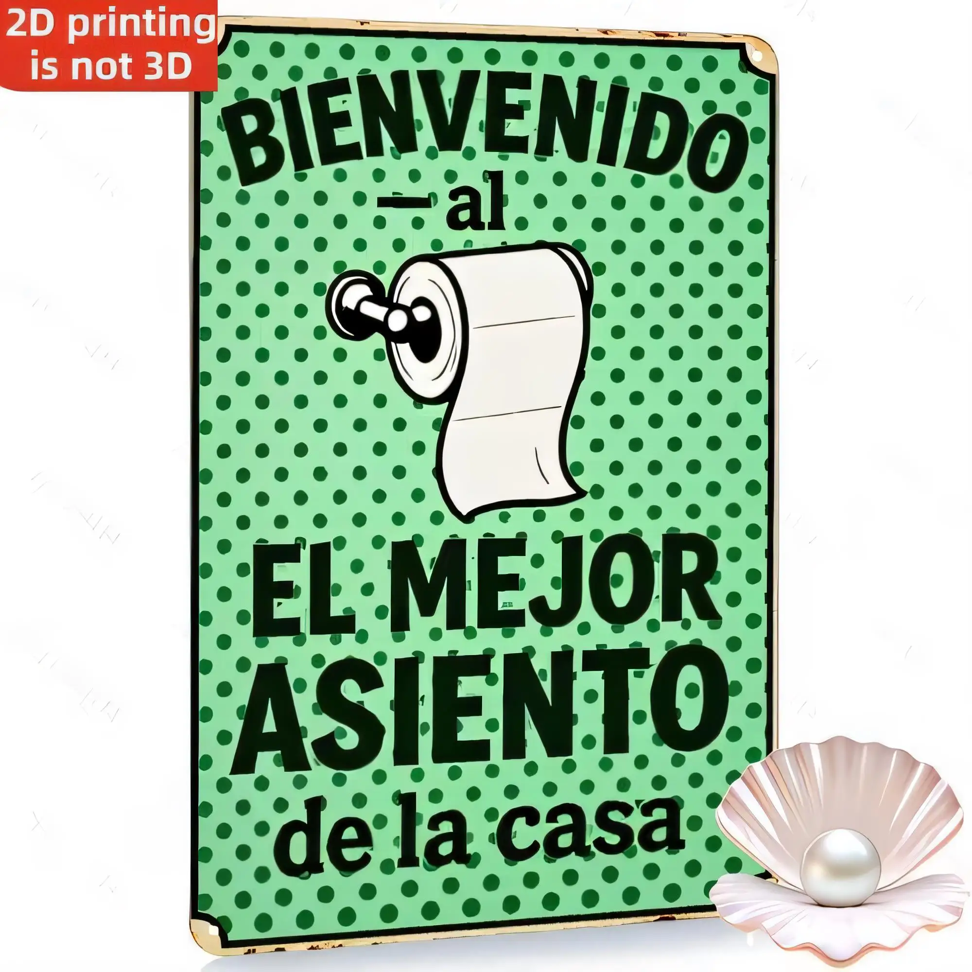 Tin Sign BIENVENIDO al EL MEJOR ASIENTO de la casa Spanish Toilet Funny 2D Printing Retro Metal Plaque Bathroom Wall Decor Vinta