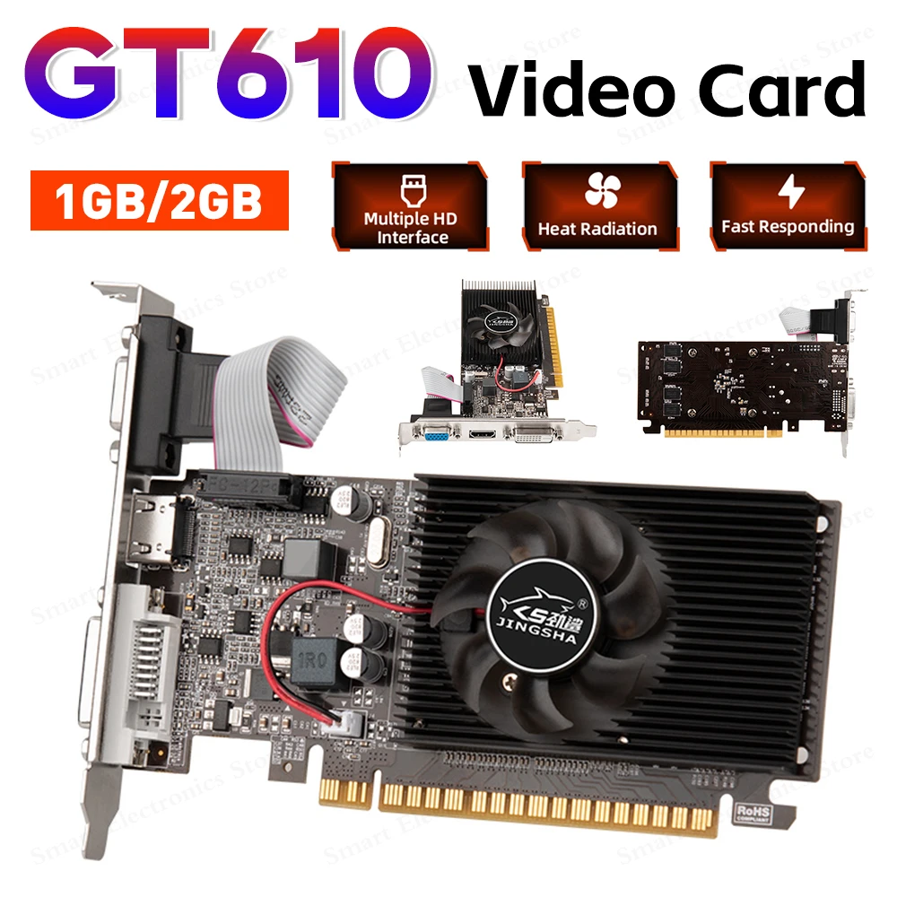 بطاقة فيديو GT610 1/2GB PCIE X16 2.0 NVIDIA GeForce GT 610 DDR3 بطاقة الرسومات VGA HD DVI 64Bit 1800MHz GT610 GPU بطاقة الرسومات #3