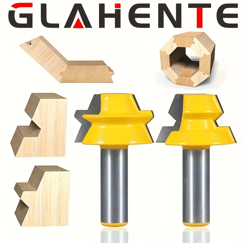 "2 قطعة 12/12.7 ملم لقمة توجيه مثمنة - قاطعة نقر وحواف لتشذيب النجارة"