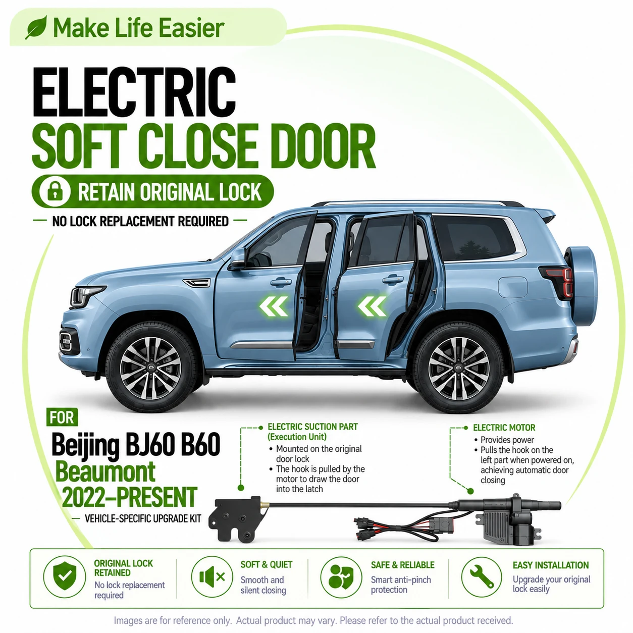For Beijing BJ60 B60 Beaumont 2022+ Car Electric Soft Close Door Lock Upgrade Kit Retain Original Lock Auto Suction Door Closer