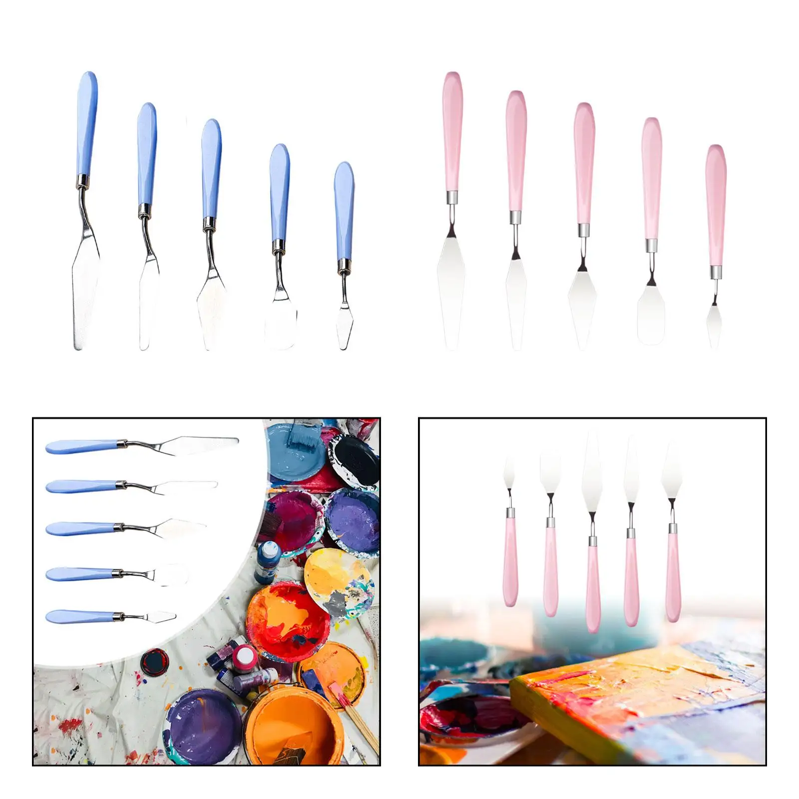 Ensemble de Couteaux à Peinture avec Outils en Acier Inoxydable pour Toile, 5 Pièces