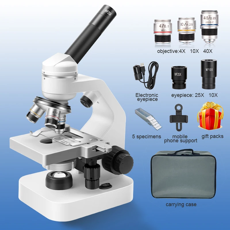 Monocular microscope observation of bacterial cells professional optical experiment primary and secondary school children scient