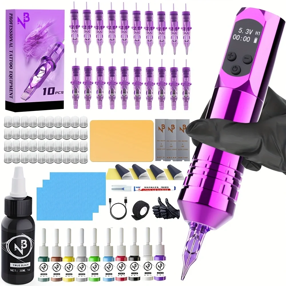 

Wireless Tattoo Pen Kit, Wireless Tattoo Gun, Set Includes 20 Tattoo Cartridge Needles and 40 Tattoo Ink Cups, Professional Tattoo Machine, Tattoo Supplies, Suitable for Tattoo Beginners and Tattoo Masters, Gift for Tattoo Enthusiasts, Tm-54