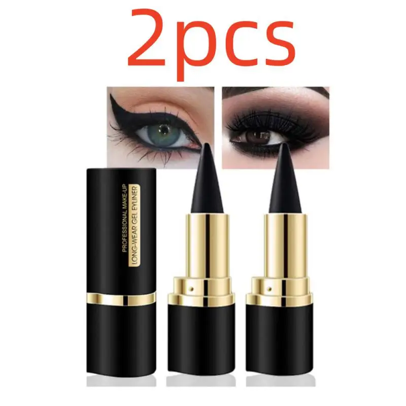 2PCS Miss Rose Black Long-Lasting Eye liner Pen Makeup 24-Hour Waterproof Gel Eye Shadow Eyeliner Pencil Eye Shimmer Cosmetics