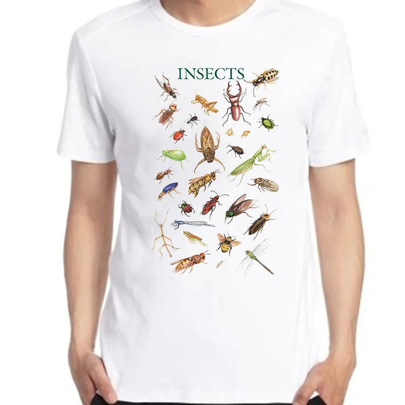 Collection Of Insects T-Shirt Entomology Bugs Illustration Graphic T Shirts Tees Tops Summer Cotton O-neck T-shirt Mens Clothes