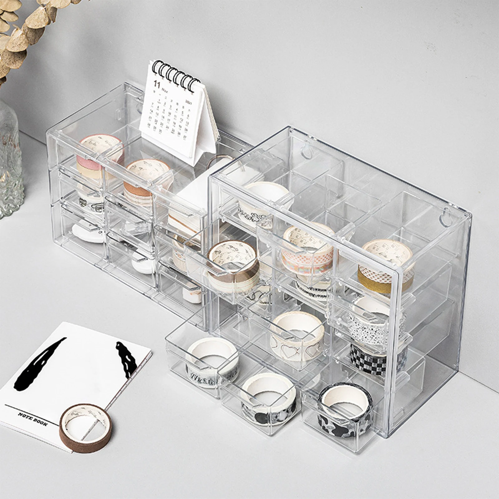 Mini Desktop Drawer Organizer 6/9/12 Grids Earring Beads Organizer Box Transparent Jewelry Display Box for Home Storage