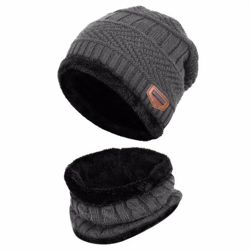 Dziecięca zimowa szalik zestaw czepków Fashion Beanie ciepła czapka zestaw szalików osłona na szyję polar gruba dzianina czapka narciarska ciepłe czapka kominiarka