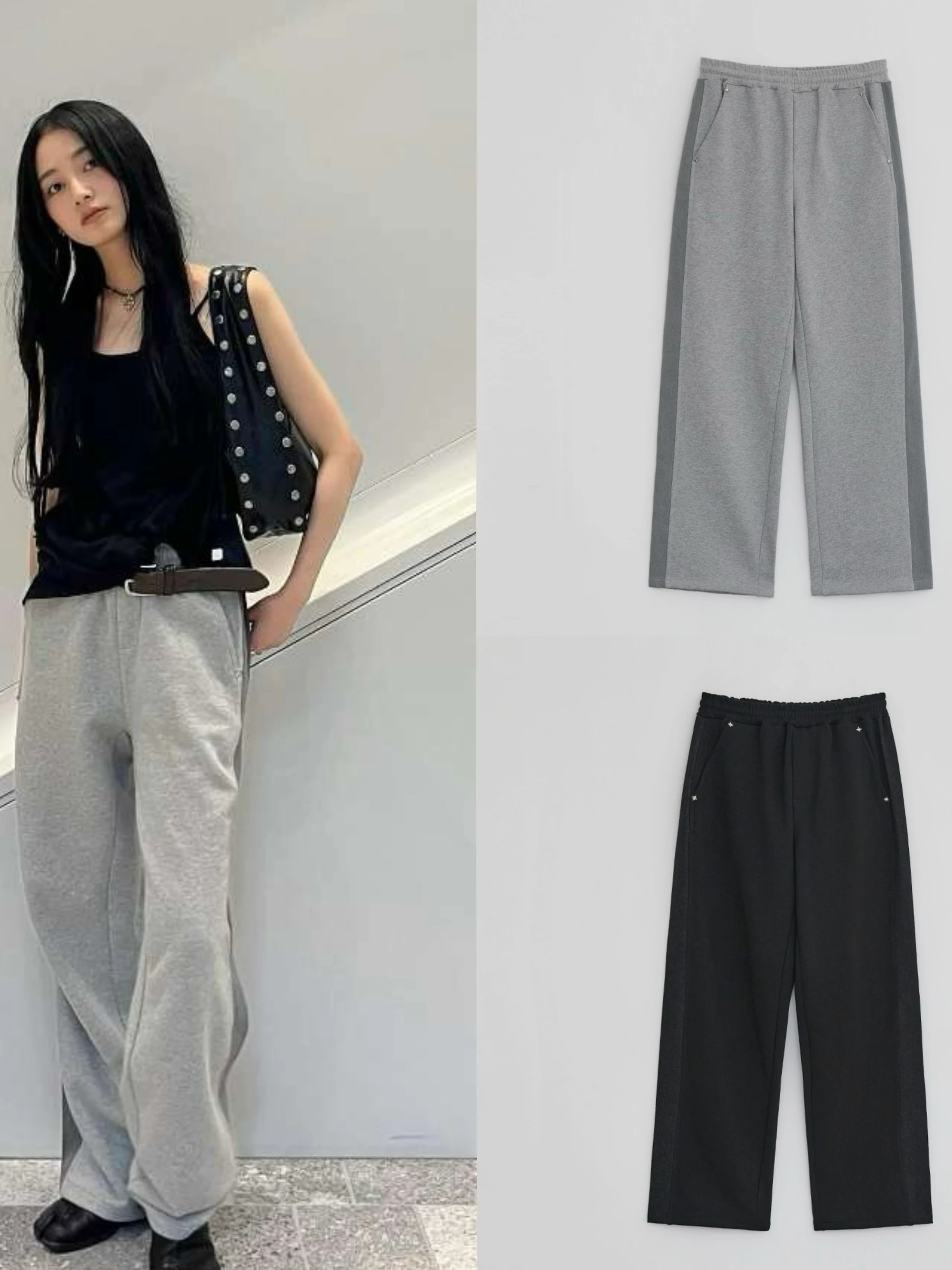 

Повседневные широкие брюки Spor, брюки прямого кроя, свободные длинные брюки по бокам, женские модные весенние 2023 г.