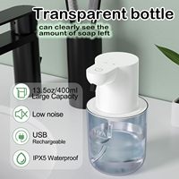 400ML Countertop or Wall Mounted USB Rechargeable 4-Levels Adjustable Electric Infrared Automatic Smart Sensor Soap Dispenser