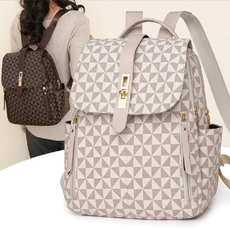

New Arrival Korean Fashion High Quality Leather Double Shoulder Bags Totes Women's Large Capacity Travel Backpacks School Bag