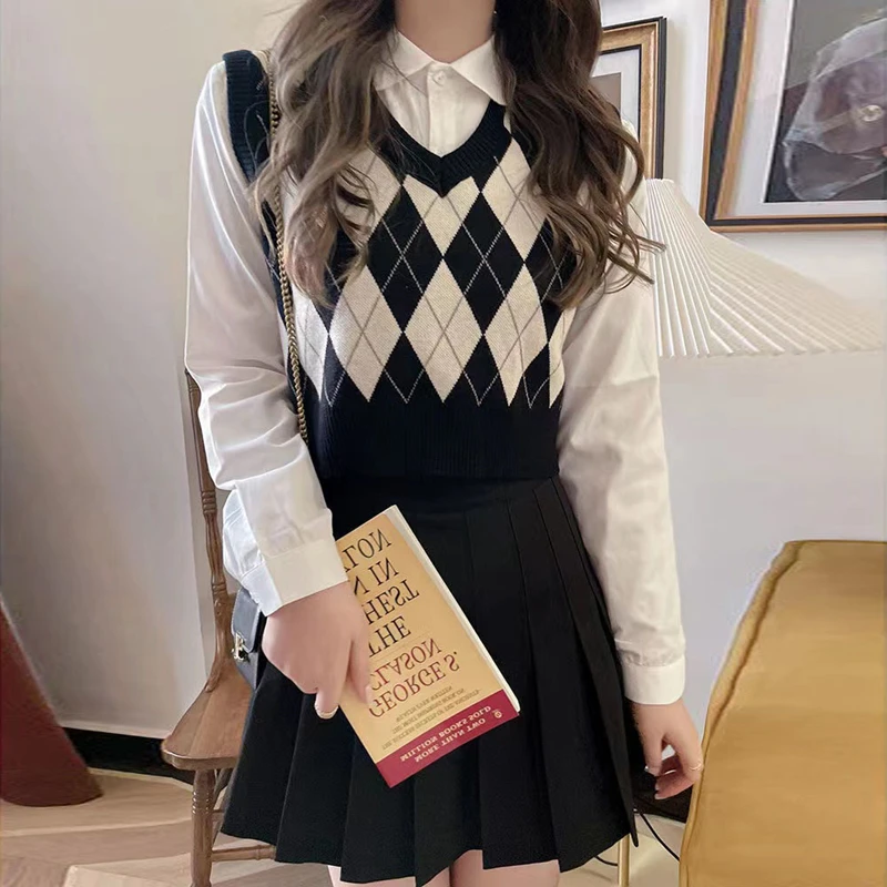 

Винтажный молодежный вязаный жилет с рисунком бриллиантов, женский весенний популярный осенне-зимний свитер, пальто без рукавов, многослойная верхняя одежда, топ