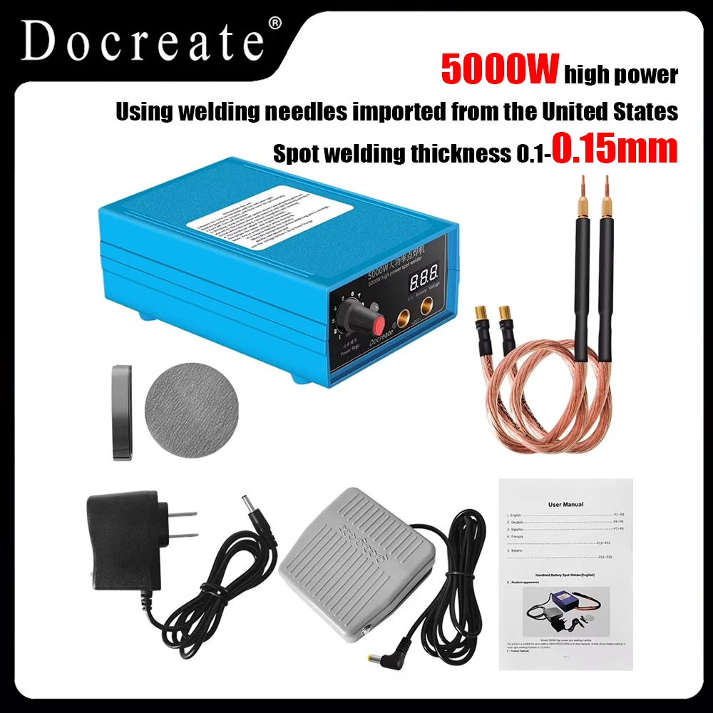 High Power 5000W Spot Welding Handheld Machine Portable 0-800A Current Adjustable Welders for 18650 Battery