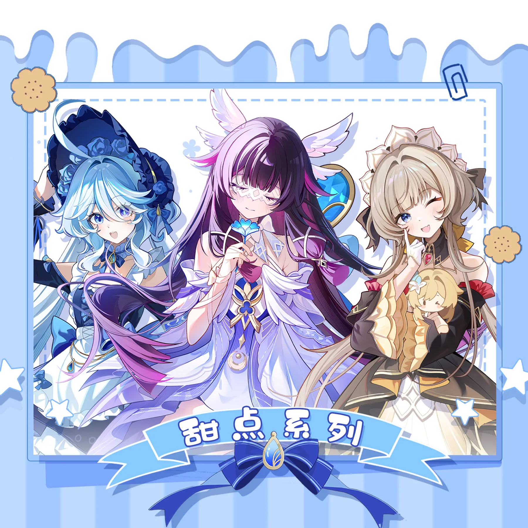 

Anime Genshin Impact Furina Focalors Marionette Columbina Sandrone Cosplay Standing Sign Keychain Badge Metal Bookmark Card Gift