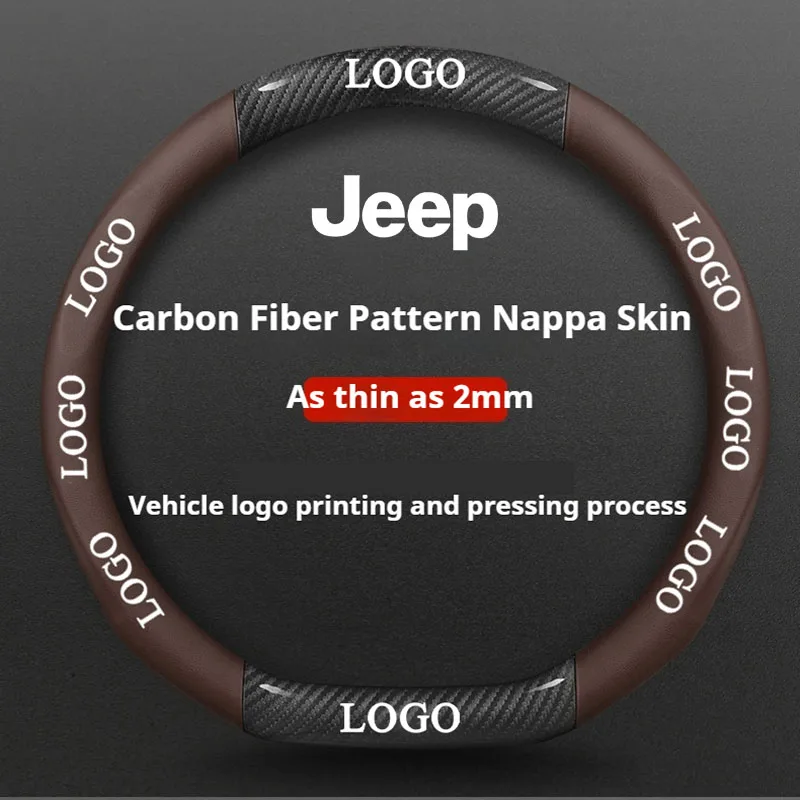 Car Steering Wheel Cover Leather 38cm For JEEP GRAND CHEROKEE L 2017-2021 WRANGLER 4xe 2015-2021 WRANGLER 2020 RENEGADE 2021