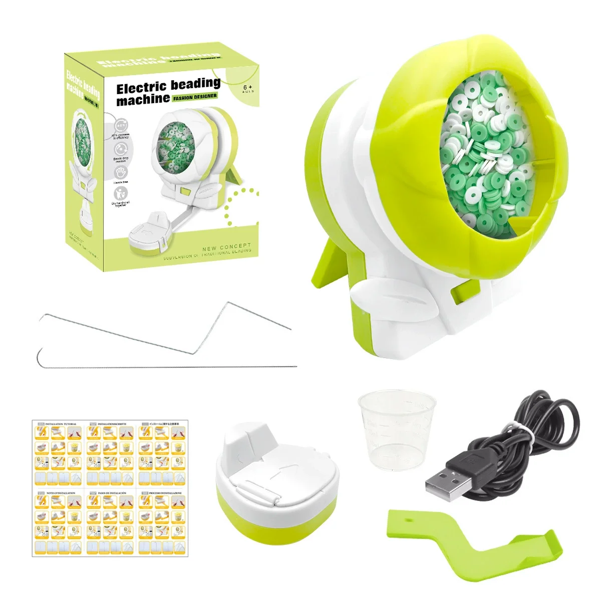 Máquina para encordar cuentas DIY, Spinner para hacer pulseras eléctricas con agujas y pulseras de hilo, collares