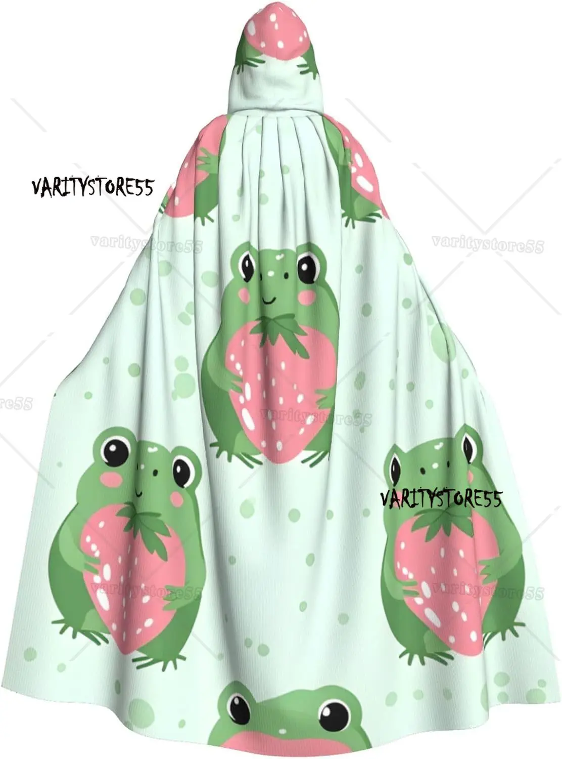 Strawberry Frog Adult Halloween Cloak with Hood Comfortable Party Cape for Costumes Cosplay Halloween Parties Hooded Cloak