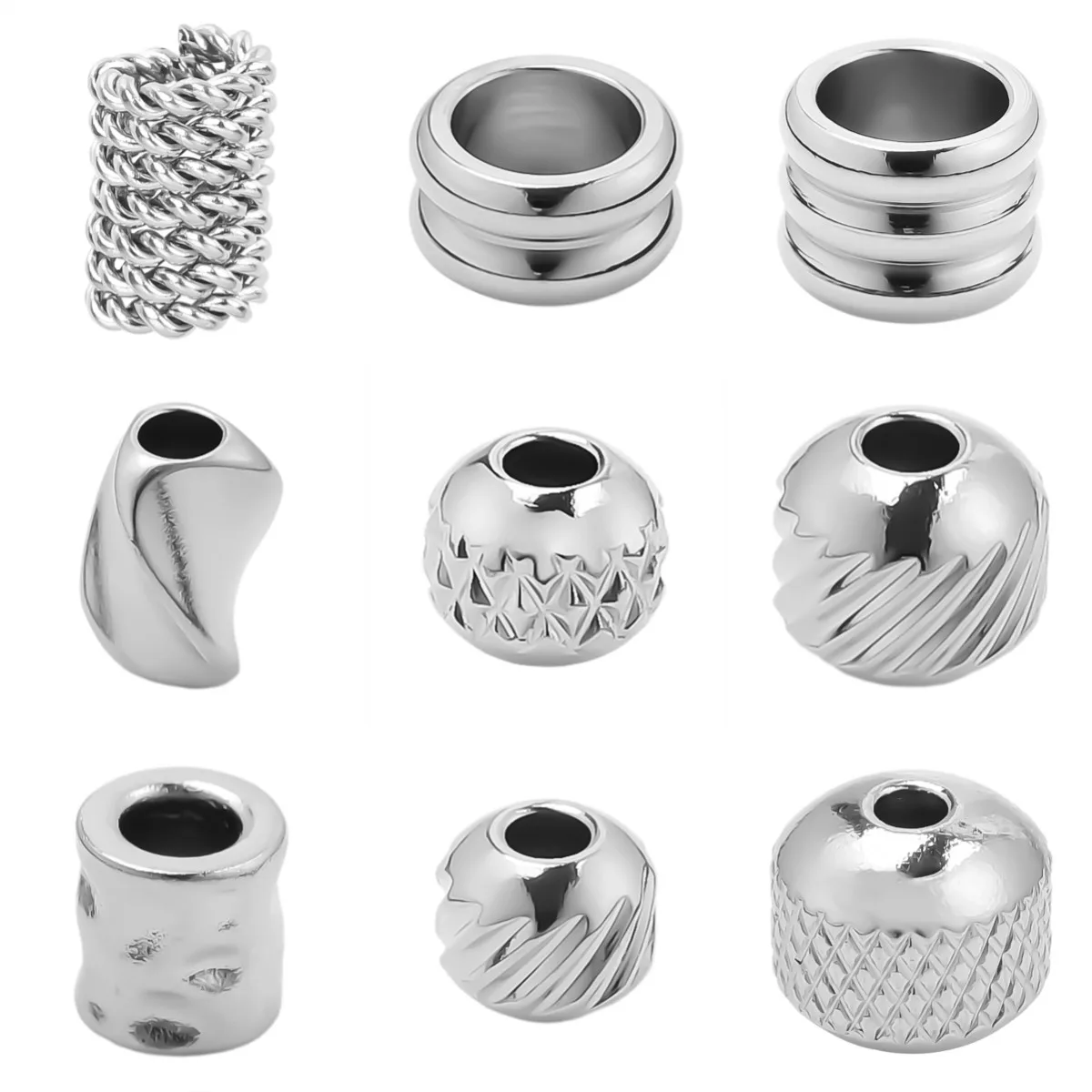 

10/30pcs Metal Silver Color Spacer Beads 304 Stainless Steel Beads Loose Beads for Jewelry Making Bracelet Necklace Accessories