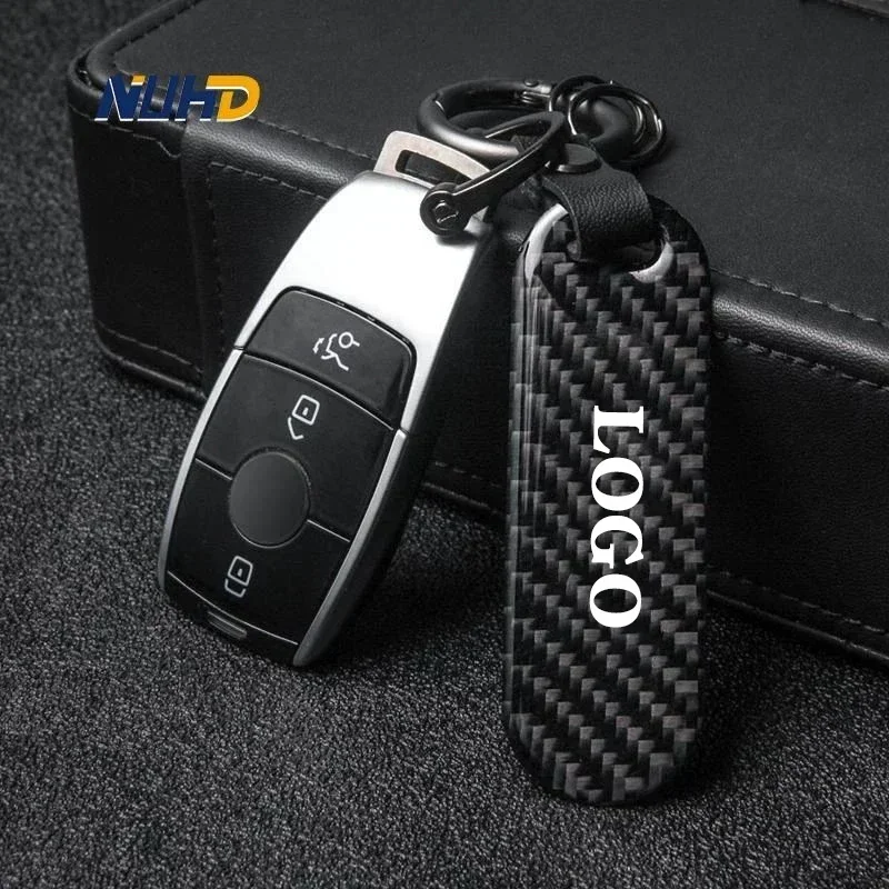 Carbon Fiber Car KeyChain For Mercedes VW BMW Audi Bentley Lamborghini Maserati Ferrari GMC Key Ring Metal Anti-loss Accessories