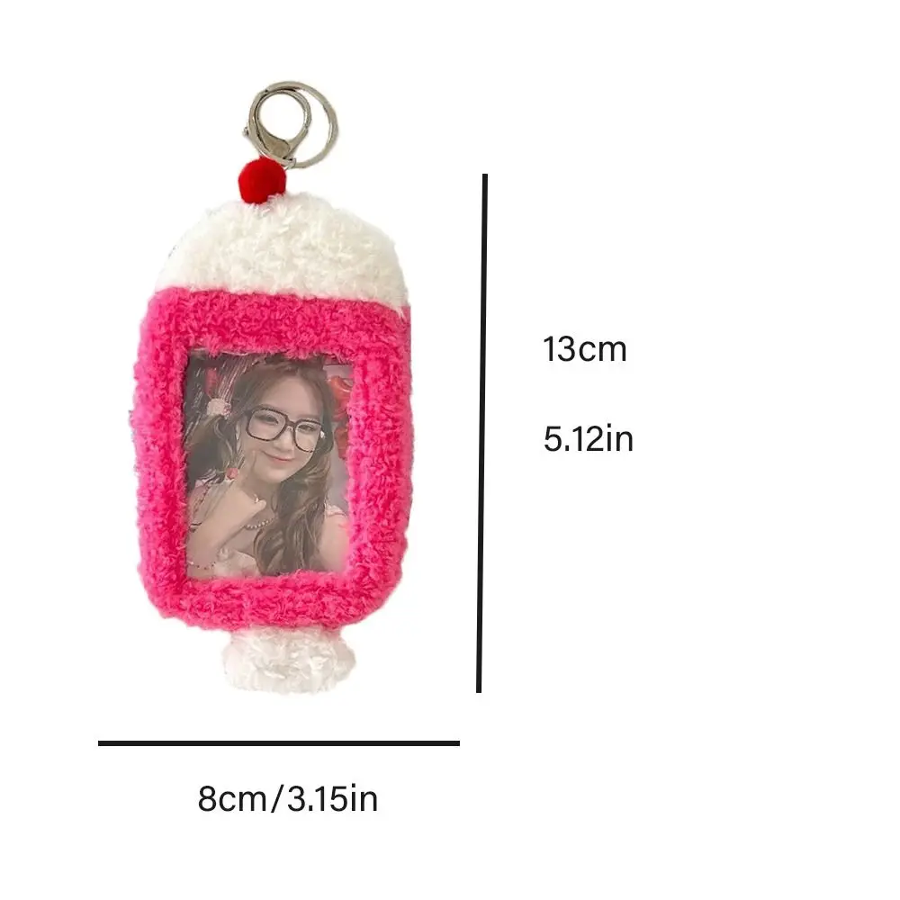 Ice Cream Plush Photocard Holder Idol Card Sleeve Korean Style Bus Card Holder Bag Pendant ID Card Cover Cartoon Photocard Cover