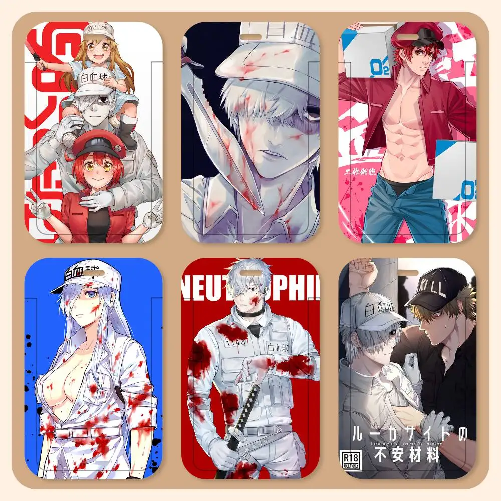 Porta Tarjetas de Identificación de Anime Cell At Work, Correa para el Cuello, Colgante, Porta Credenciales, Llavero, Estuche para Credenciales de Trabajo, Regalo