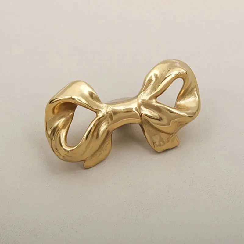 New Brass Bow Tie Handle European Style French Cabinet Wardrobe Door Drawer Knob Handmade Knob Furniture Handle Pull Home Decor