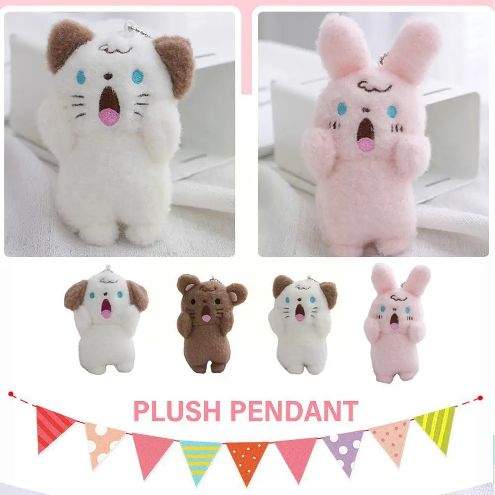 Cute Plush Keychain Pendant Shouting Bear Children Gift Shouting Dog Bag Decoration For Backpack Stuff Plush Toy Q1H6